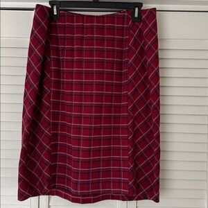 J. Jill Red Plaid Pencil Skirt